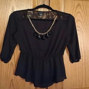 Black high waist blouse